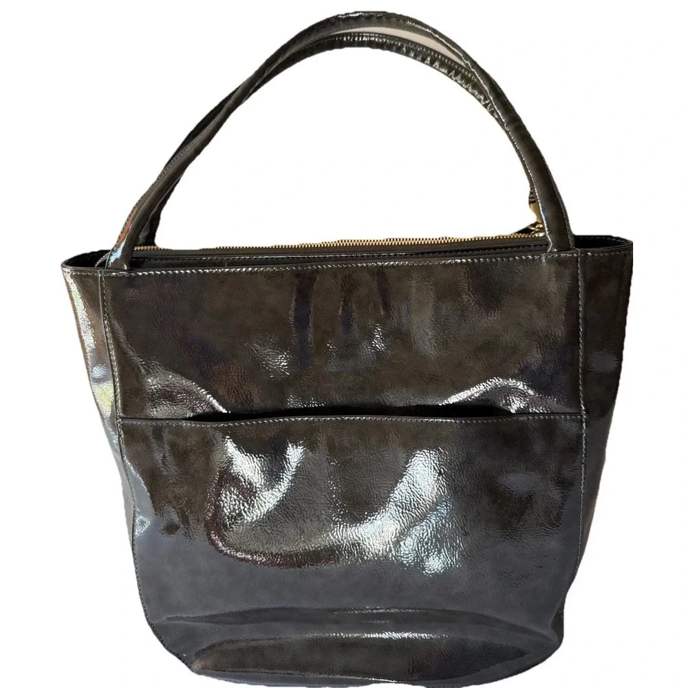 Erik Javits‎ TasselPurse Charcoal Gray Multiple Compartments Hidden Outer Pocket
